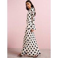Mango Flared Sleeve Polka-Dot Dress