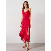 Mango Asymmetrical Floral Dress - Red