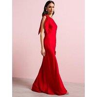 Mango Satin Dress With Asymmetric Neck - Red