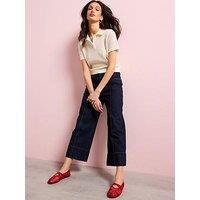 Mango Wideleg Cropped Jeans With Seam Detail