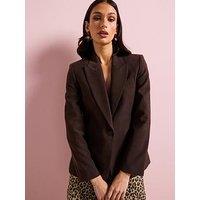 Mango Fitted Lyocell Blazer - Brown