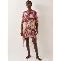 Monsoon Misha Print Kaftan - Burgundy