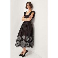 Monsoon Ella Embellished Fabric Mix Dress - Black