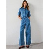 Mango Denim Jumpsuit Belt - Blue
