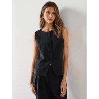 Mango Straight Lyocell Suit Waistcoat - Black