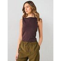 Mango Boat Neck Vest - Brown