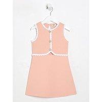 River Island Mini Girls Cut Out Skater Dress - Coral