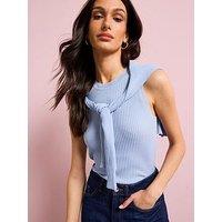 Mango Ribbed Knit Top - Blue