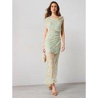 Mango Semi-Transparent Floral-Print Draped Dress