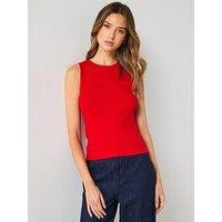 Mango Sleeveless Fitted Knitted Tank Top - Red