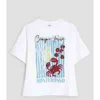River Island Girls Crab Sequin Embellished T-Shirt - White