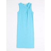 River Island Girls Knot T-Shirt Washed Midi Dress - Blue