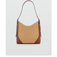 Mango Raffia-Effect Shoulder Bag