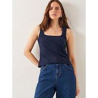 Monsoon Cara Cutwork Cami Top Blue - Navy