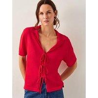 Monsoon Tia Tie Knit Cardigan - Red