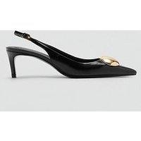Mango Kitten Heel Shoes With Metallic Decoration - Black