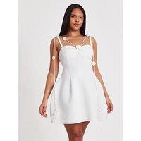 Quiz White Floral Trim Mini Dress