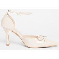 Quiz Wide Fit Nude Patent Bow Court Heels
