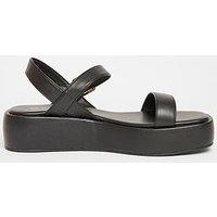 Quiz Black Faux Leather Flatform Sandals