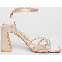 Quiz Champagne Diamante Block Heels