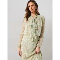 Mango Floral Tie Blouse - Green