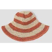 Monsoon Lola Stripe Straw Bucket Hat - Natural