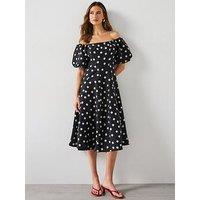Mango Strapless Polka-Dot Dress - Black