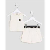 River Island Mini Girl Runner Shorts Set - Cream