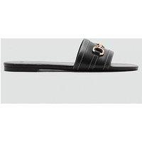 Mango Buckle Leather Sandals - Black