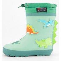 The Very Collection Toezone Dinosaur Thinsulate Rubber Wellington Boots - Green