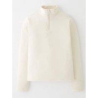 V By Very Girls Rib Half Zip Up Top - Cream - Multi