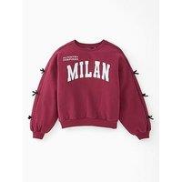 V By Very Girls Side Stripe With Bow Detail Sweater - Multi