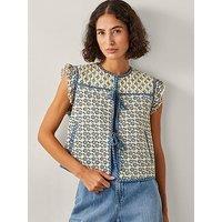 Monsoon Judy Geometric Quilted Gilet - Ivory - Cream