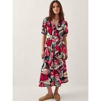 Monsoon Jemima Print Shirt Dress - Red