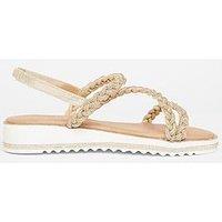 Quiz Wide Fit Gold Flat Sandals