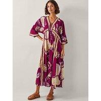 Monsoon Amisha Midi Dress - Burgundy