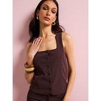 Mango Slim Fit Suit Vest - Brown