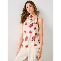 Mango Floral Satin Blouse - Cream