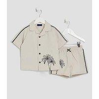 River Island Mini Boys Stone Palm Swim Shorts Set - Stone