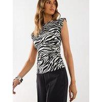 Mango Draped Sleeveless T Shirt - Black