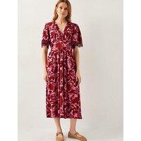 Monsoon Aimee Print Jersey Dress - Pink