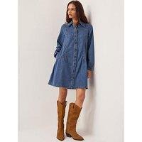 Monsoon Isla Button Dress - Blue