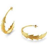 The Love Collection Gold Tone Leaf Open Hoop Earrings