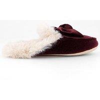 V By Very Bow Velvet Mule Slipper - Red