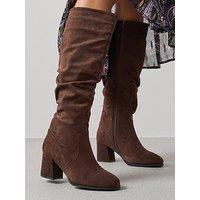 V By Very Wide Fit Knee High Slouch Boot With Wider Fitting Calf - Brown