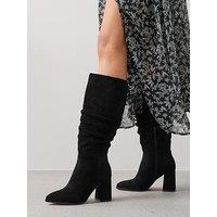 V By Very Knee High Slouch Boot With Wider Fitting Calf - Black