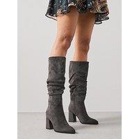 V By Very Knee High Slouch Boot With Wider Fitting Calf - Grey