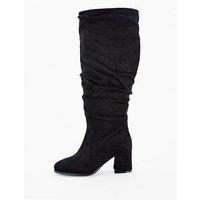 V By Very Extra Wide Fit Knee High Slouch Boot With Wider Fitting Calf - Black
