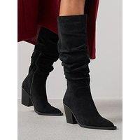 The Very Collection Slouch Knee Boot With Western Heel - Black