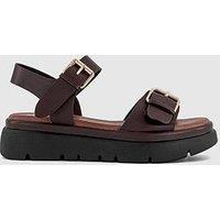 Office Sage Buckle Chunky Sandals - Brown